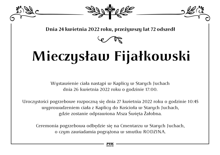 Mieczysław Fijałkowski - nekrolog